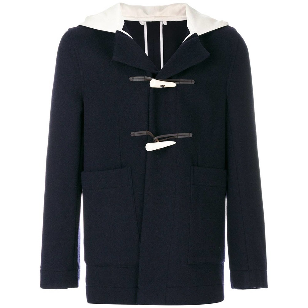 Wales Bonner Duffle Toggle Melton Virgin Wool With Hoodie Coat Made In England